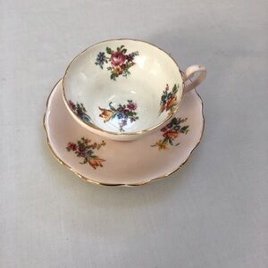 Foley Bone China 1850 England Cup And Saucer Vintage Flowers Tea Cup Light Pink